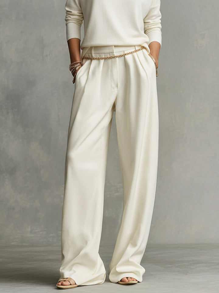 Women's Ivory Soft Knit Turtleneck with Oversized Silhouette & High Neck, Contemporary Effortless-Chic Style Top MDA1522K5I
